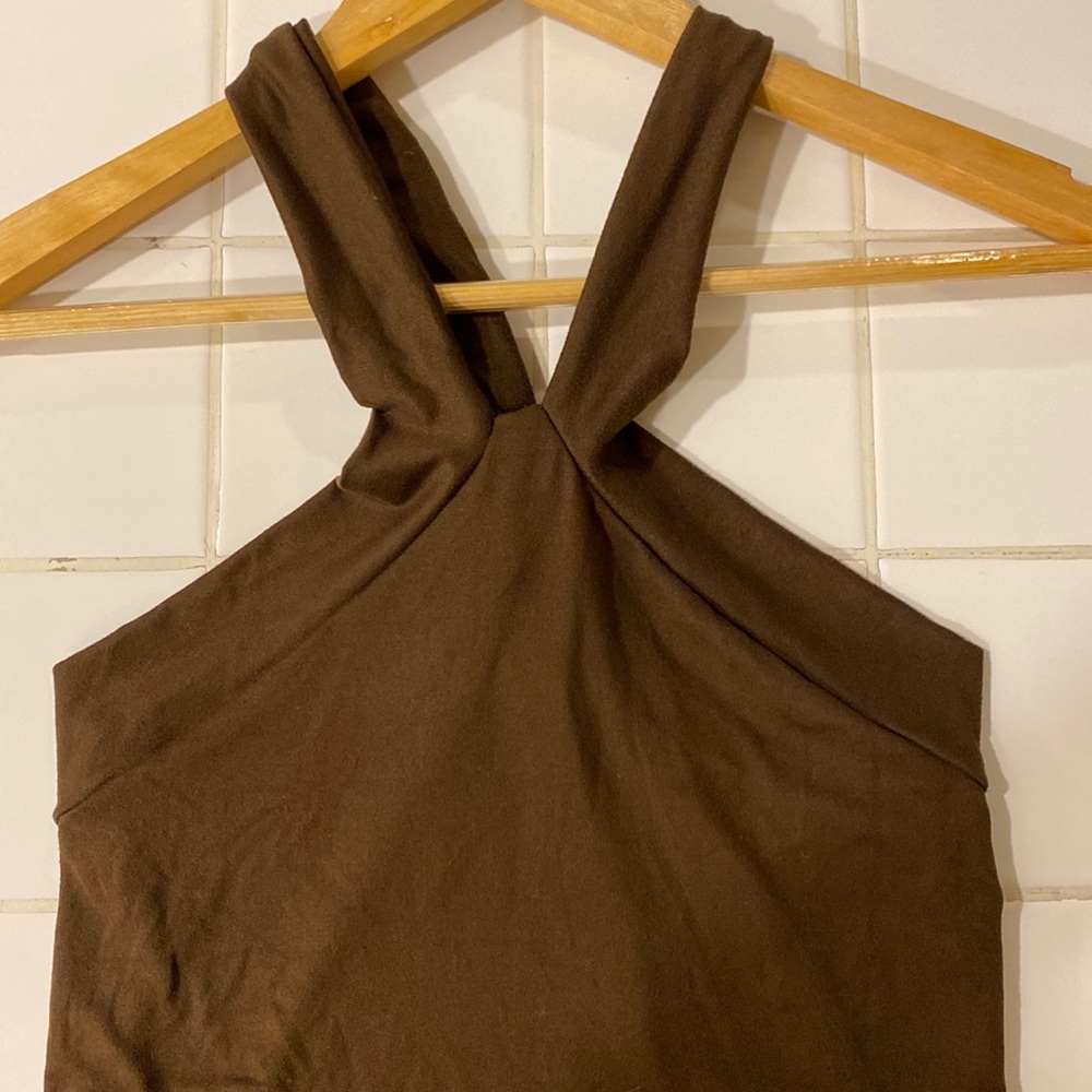 Wrap around neck brown tanktop